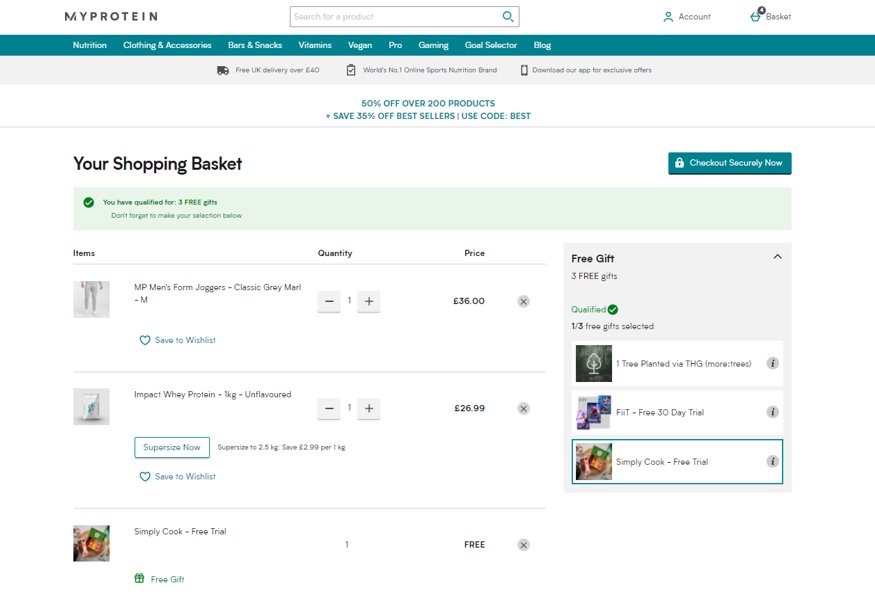 Screenshot of myprotein affiliate brand partnership