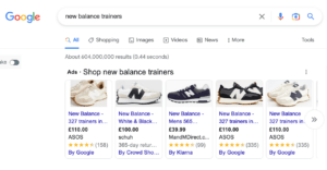 Google shopping ad on SERP