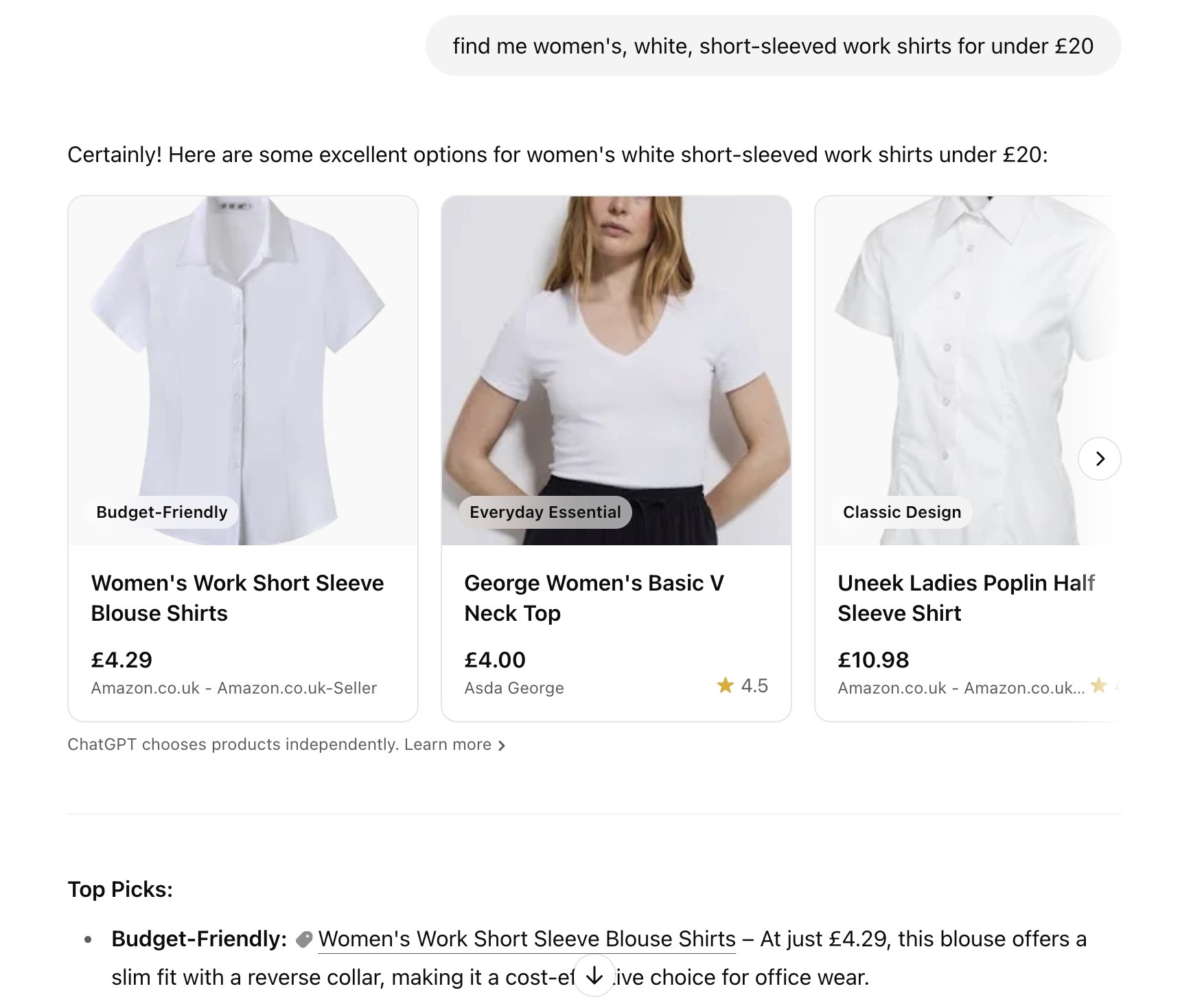 Chatgpt shopping screenshot