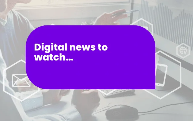 Purple banner reading "Digital news to watch" over a desk scene, highlighting inhousing trends in digital media.