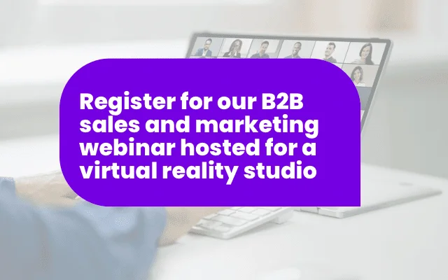 Best Facebook ads example: purple banner inviting registration for a B2B sales and marketing webinar on virtual reality.