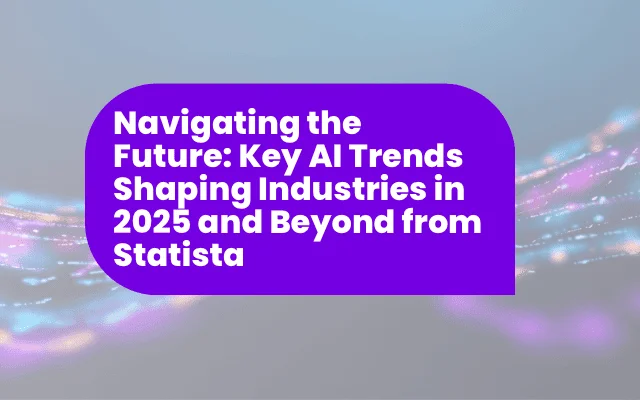 Purple banner titled Navigating the Future: Key AI Trends Shaping Industries in 2025 from Statista, relevant to International programmes.