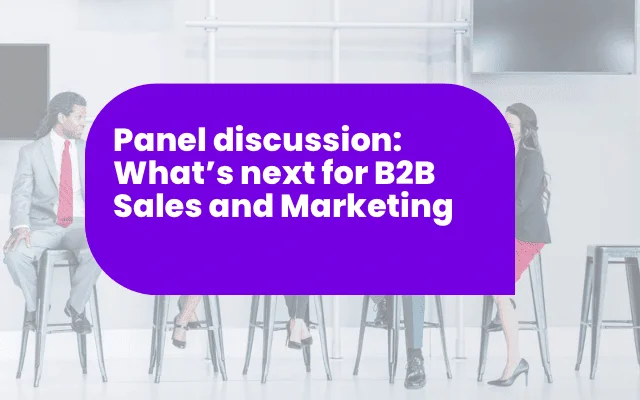Promotional graphic for an international B2B sales and marketing panel discussion event