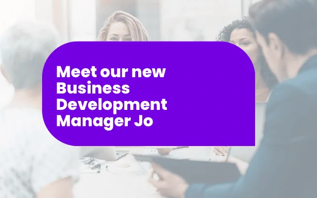 Announcement introducing Jo, the new Business Development Manager, supporting performance-focused team growth.