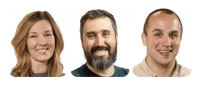 Three smiling team members representing the Ask Bosco support team for Modo25 clients.