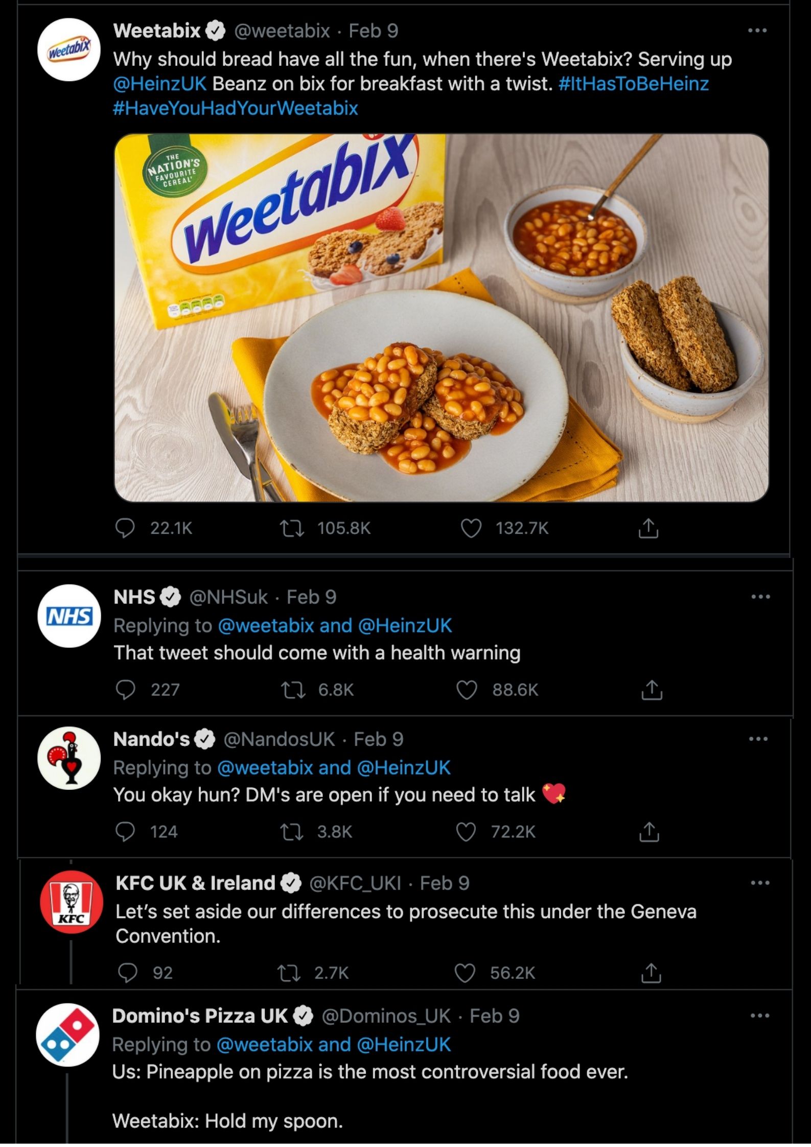 Weetabix and Heinz baked beans viral tweet