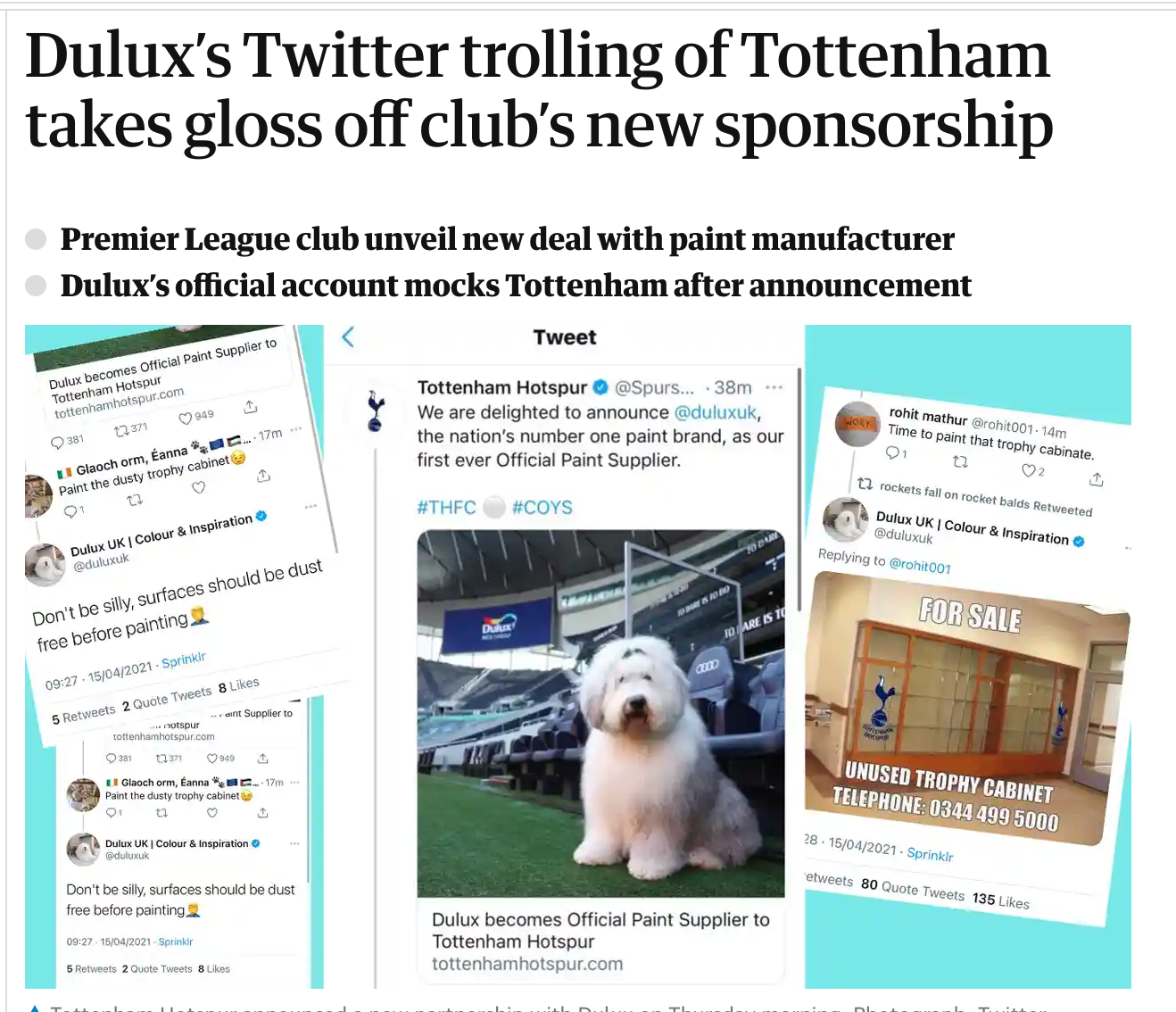 Dulux's social media blunder about Tottenham Hotspur